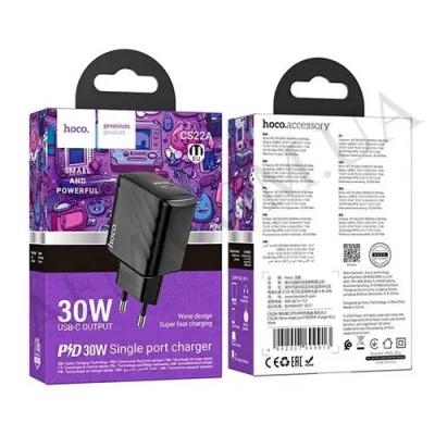 Мережевний зарядний пристрій адаптер 220V HOCO CS22A Value single port PD30W charger