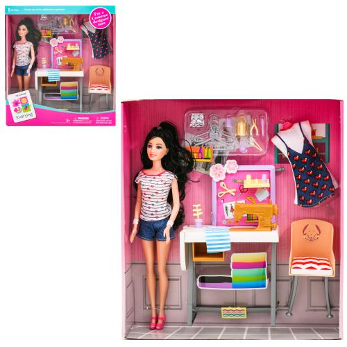 Лялька типу Барбі Модельер, стіл, швейна машинка, аксесуари іграшка 29 см, 7T-JX200-86 Лялька типу Барбі Модельер, стіл, швейна машинка, аксесуари іграшка 29 см, 7T-JX200-86