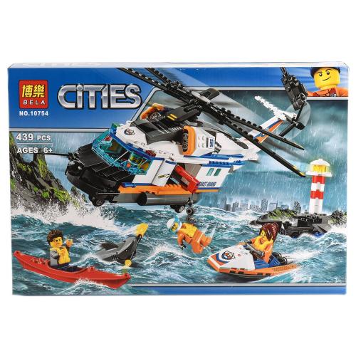 Конструктор BELA Cities "Сверхмощный спасательный вертолёт", 439 деталей, BELA 10754