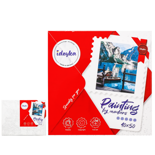 Набір для розпису по номерам. Морський пейзаж "Гірський спокій" 40 x 50 см, ID-KHO2763 Набір для розпису по номерам. Морський пейзаж "Гірський спокій" 40 x 50 см, ID-KHO2763