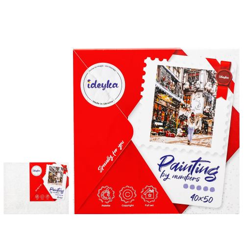 Набір для розпису по номерах "Гуляючи новорічними вуличками", ID-KHO3582 Набір для розпису по номерах "Гуляючи новорічними вуличками", ID-KHO3582