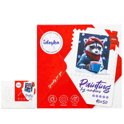 Набір для розпису по номерамхТварини, птахи "Зимова кава", ID-KHO4400 Набір для розпису по номерамхТварини, птахи "Зимова кава", ID-KHO4400