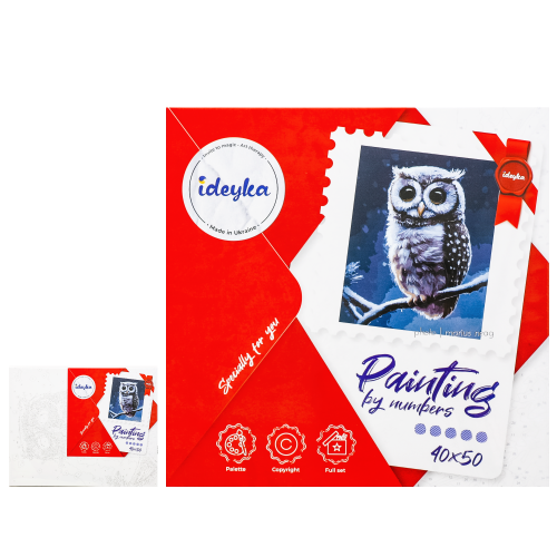 Набір для розпису по номерах Тварини, птахи "Лісова совушка", ID-KHO4457 Набір для розпису по номерах Тварини, птахи "Лісова совушка", ID-KHO4457
