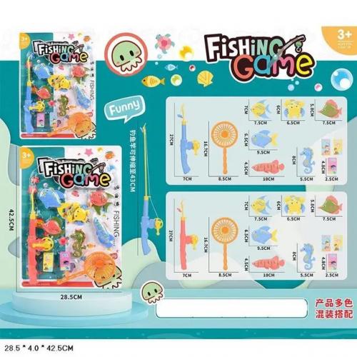 Рибалка 2 кольори мікс, вудка, 6 рибок, сачок, планшет 28,5*42,5*4см, QL666-1