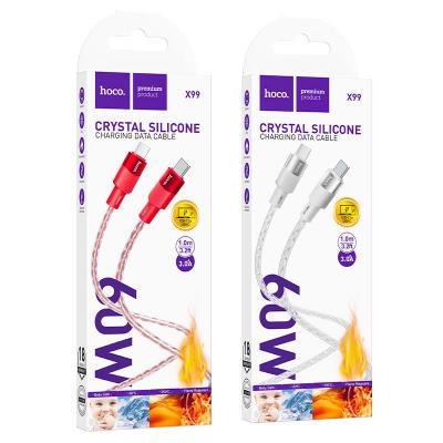 Кабель HOCO X99 Crystal junction 60W silicone charging data cable Type-C to Type-С