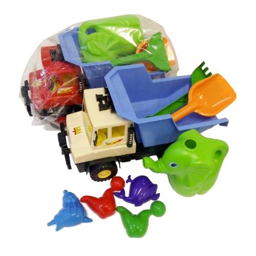 Самосвал, песочный набор, микс цветов, в сетке, Л-015-5