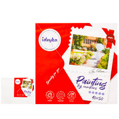 Набір для розпису по номерах Сільський пейзаж "У літньому саду", ID-KHO6308 Набір для розпису по номерах Сільський пейзаж "У літньому саду", ID-KHO6308