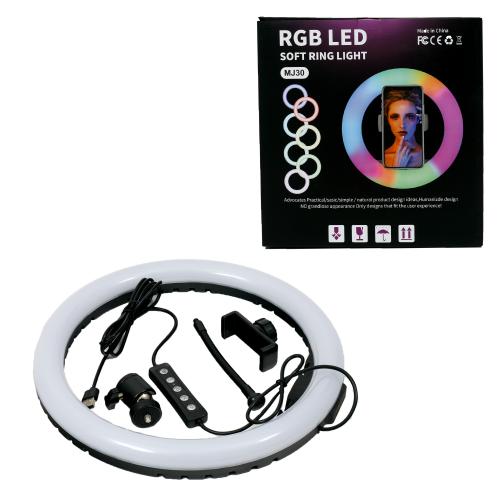 Светодиодная кольцевая RGB лампа для селфи, MJ30 RGB