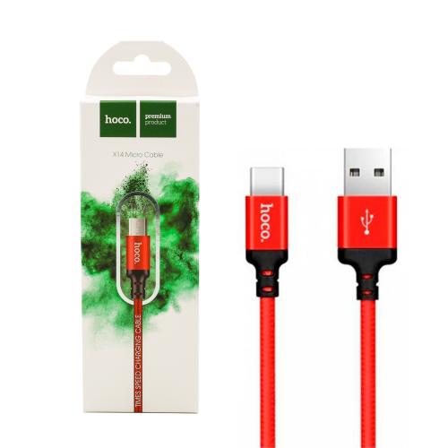 Зарядний дата-кабель Hoco X14 Micro-USB, 1м, Times speed, Червоно-чорний, 18234