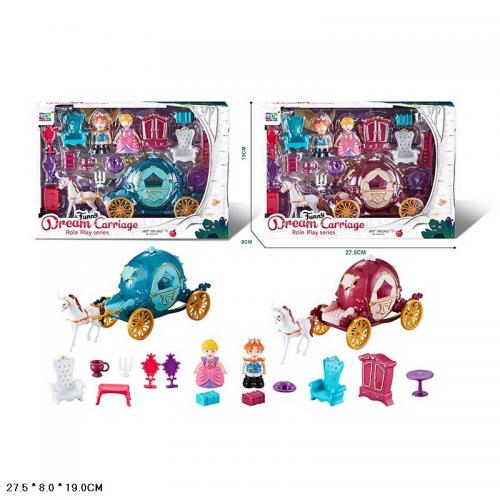 Карета мікс 2 види, лялька, меблі, аксес короб, KDL-44