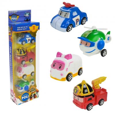 Іграшка машинка  Robocar Poli, 4 героя, короб. 28*9*5 см