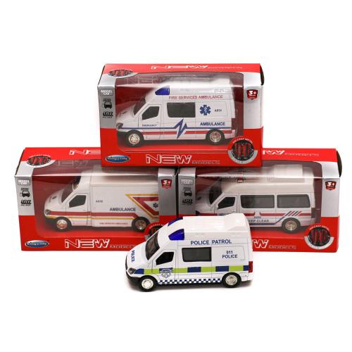 Полицейская машина, на бат., 6 видов, в кор-ке, FY5058ABC