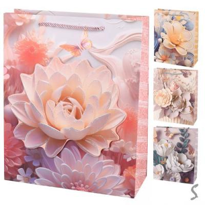 Пакет подарунковий паперовий M "Flowers 3D" 26*32*10см