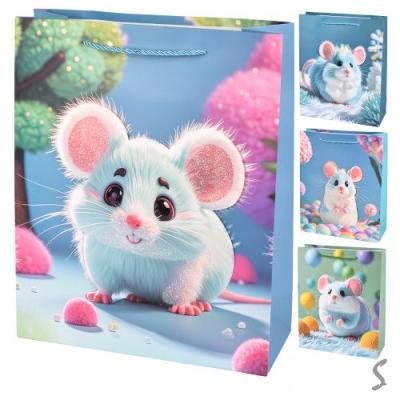 Пакет подарунковий паперовий M "Hamster 3D" 26*32*10см