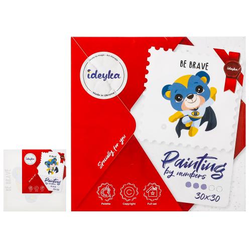 Набір для розпису по номерах. "Сміливе ведмежа" 30х30см, ID-KHO6018