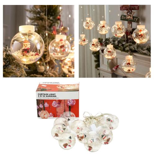 Світлодіодна гірлянда-фіранка "Новорічні кулі", 7528