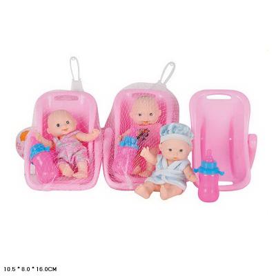 Пупс 3 види, пупс, переноска, в сітці 10*8*16см
