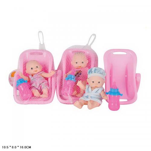 Пупс 3 види, пупс, переноска, в сітці 10*8*16см, D1440