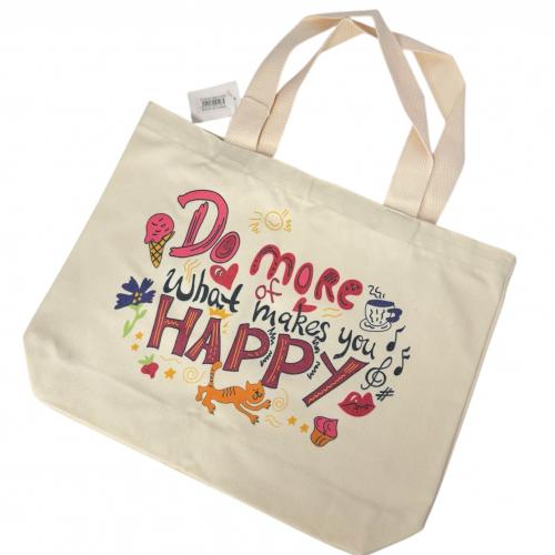 Шопер "DO MORE WHAT MAKES YOU HAPPY" БЕЖЕВИЙ 44х35х10см, 9128