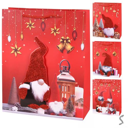 Пакет новорічний паперовий S "Gnome 3D" 18*23*10 см, R96601-S