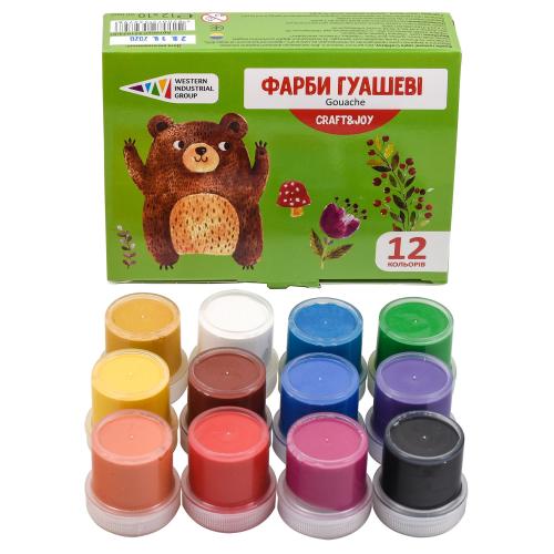 Краски гуашевые, 12 цветов (цена за упаковку)	, GA-221033-Cr