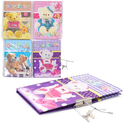 Блокнот "Мишка", на замочке, А6, микс цветов, в пакете (цена за штуку), SAT-0608