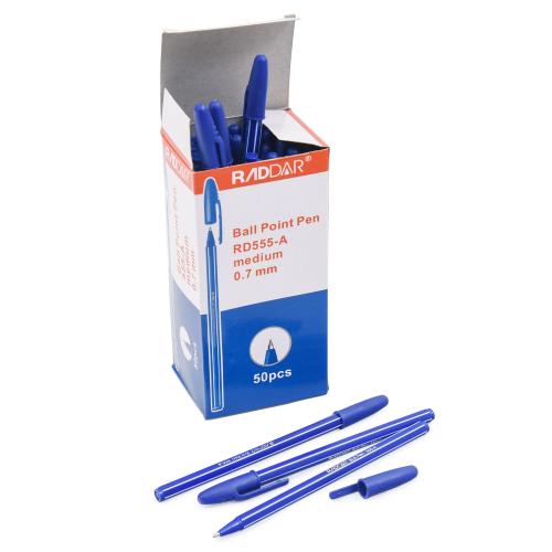 Ручка SAT, кулькова, синя, 50 шт., в кірці (ціна за упаковку), SAT-555-A
