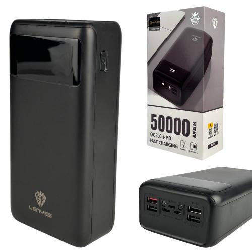 Power bank LENYES 50000mAh (реальна ємність) 20W+PD QUICH CHARGE, PX591