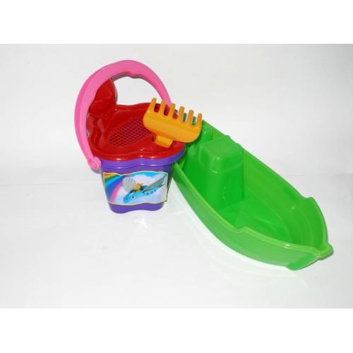 Лодочка + песочный набор, в сетке, 01-116-1